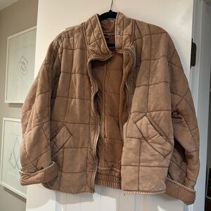 Free People Dolman Quilted Knit Jacket Champagne Diamonds Size Small